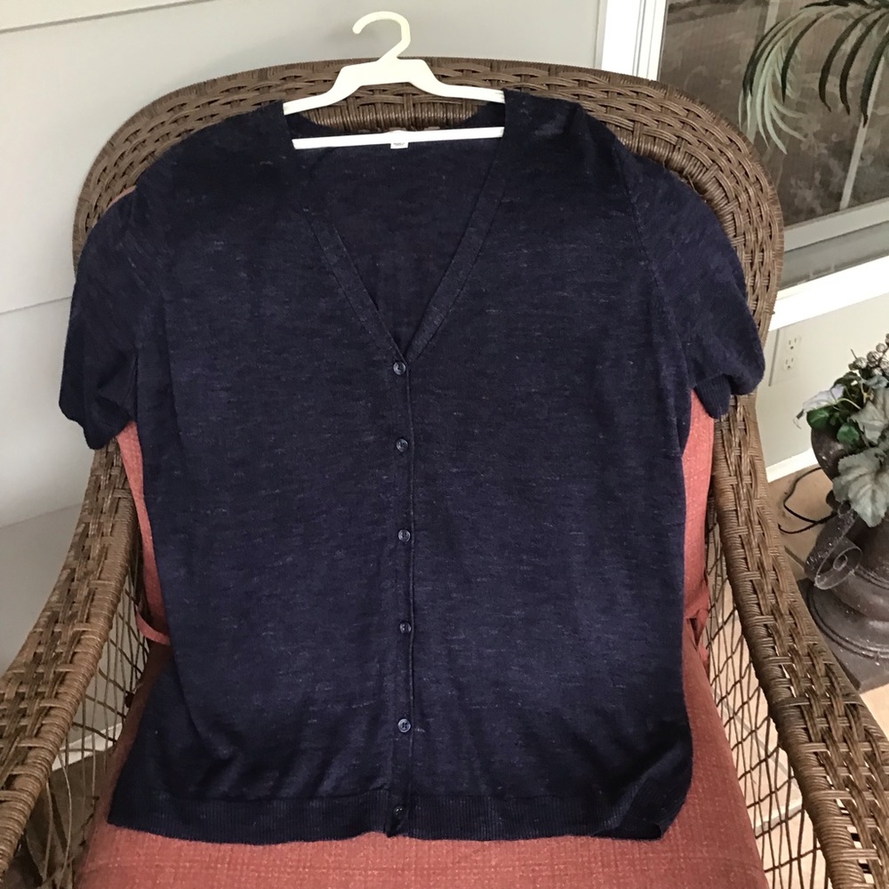 Craft and borrow woman’s 1X button up blouse sweater top Navy NWOT